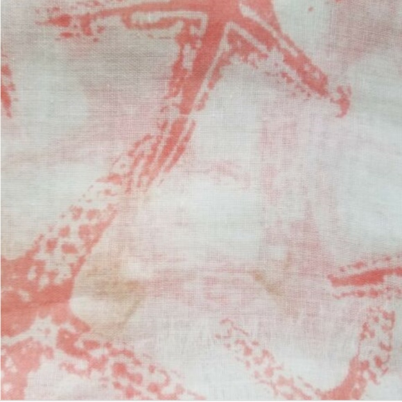 Coral On White Starfish Wrap Shawl Scarf Coverup - Picture 7 of 7